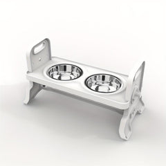 Adjustable Raised Dog Bowl Feeder Stand with 2 Stainless Steel Bowls