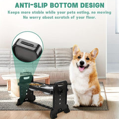 Adjustable Raised Dog Bowl Feeder Stand with 2 Stainless Steel Bowls