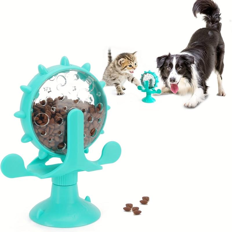 Windmill Cat Food Feeder Turntable Leak-Proof Toy