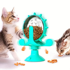Windmill Cat Food Feeder Turntable Leak-Proof Toy