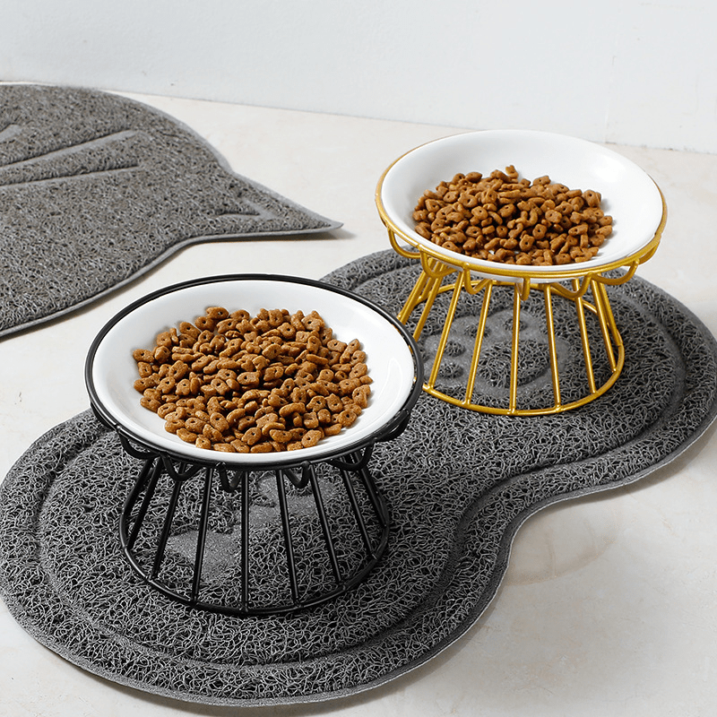 Raised Ceramic Cat Food Bowl Anti Spill Easy to Clean Durable