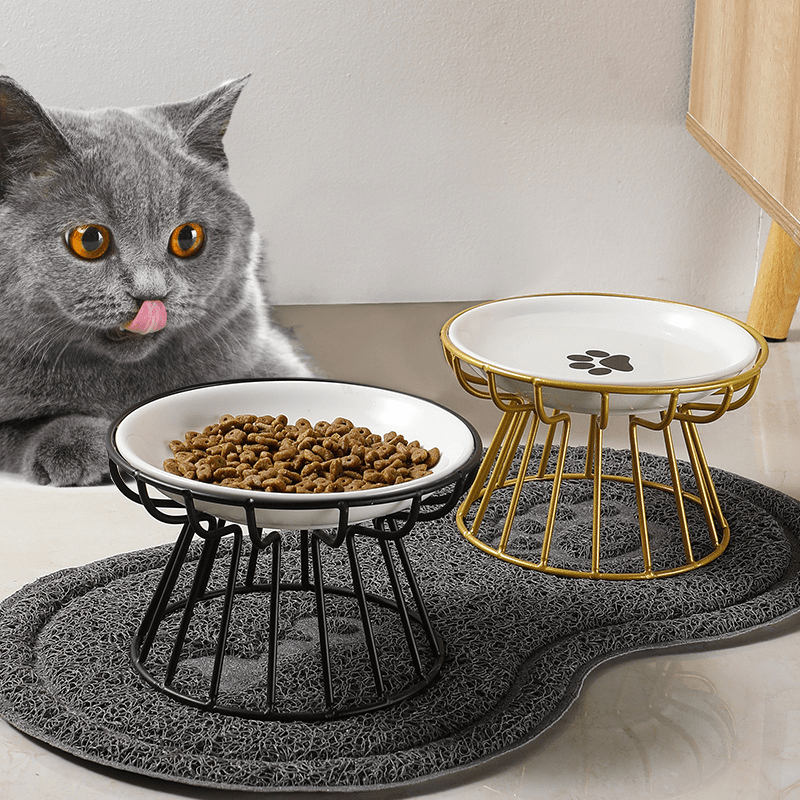 Raised Ceramic Cat Food Bowl Anti Spill Easy to Clean Durable