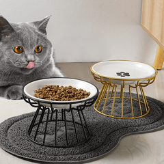 Raised Ceramic Cat Food Bowl Anti Spill Easy to Clean Durable