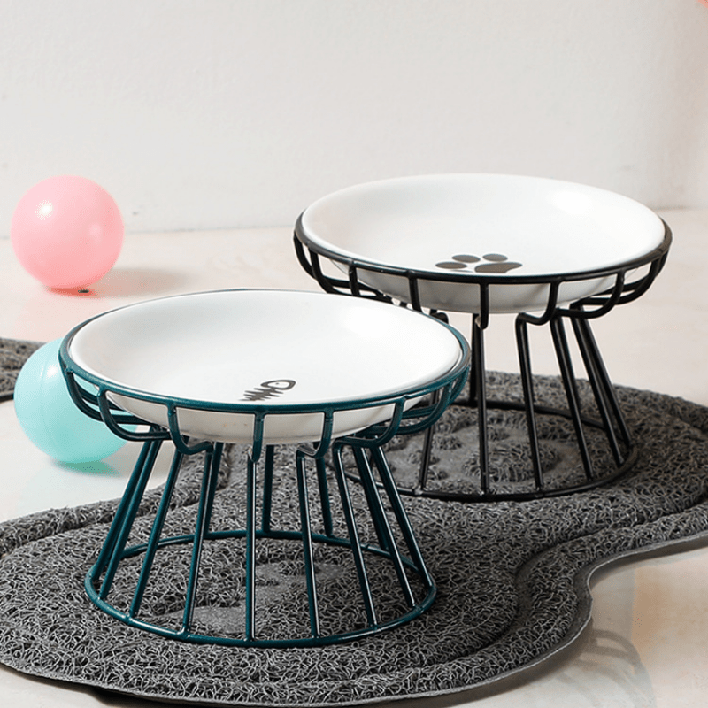 Raised Ceramic Cat Food Bowl Anti Spill Easy to Clean Durable