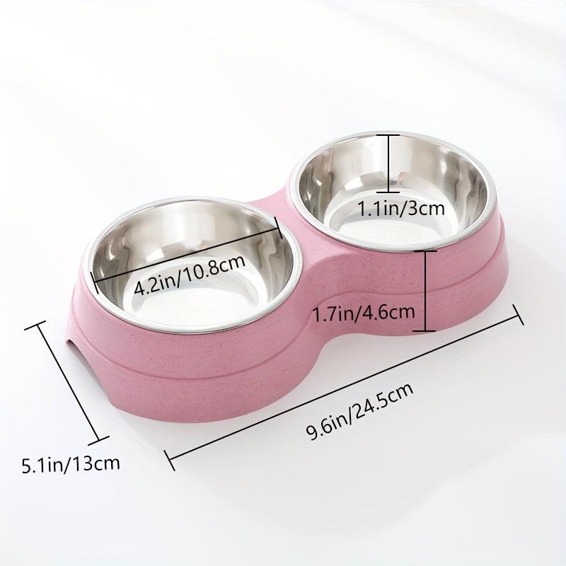 Pet Double Bowl For Cat And Dog 2 In 1 Feeding Basin
