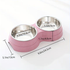 Pet Double Bowl For Cat And Dog 2 In 1 Feeding Basin
