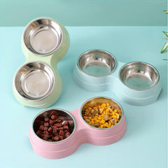 Pet Double Bowl For Cat And Dog 2 In 1 Feeding Basin