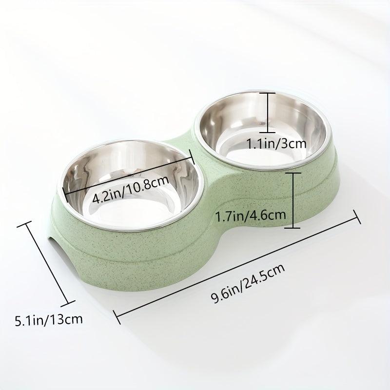 Pet Double Bowl For Cat And Dog 2 In 1 Feeding Basin