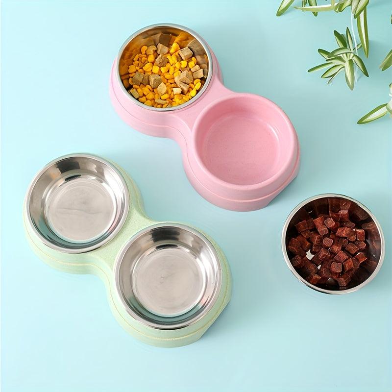 Pet Double Bowl For Cat And Dog 2 In 1 Feeding Basin