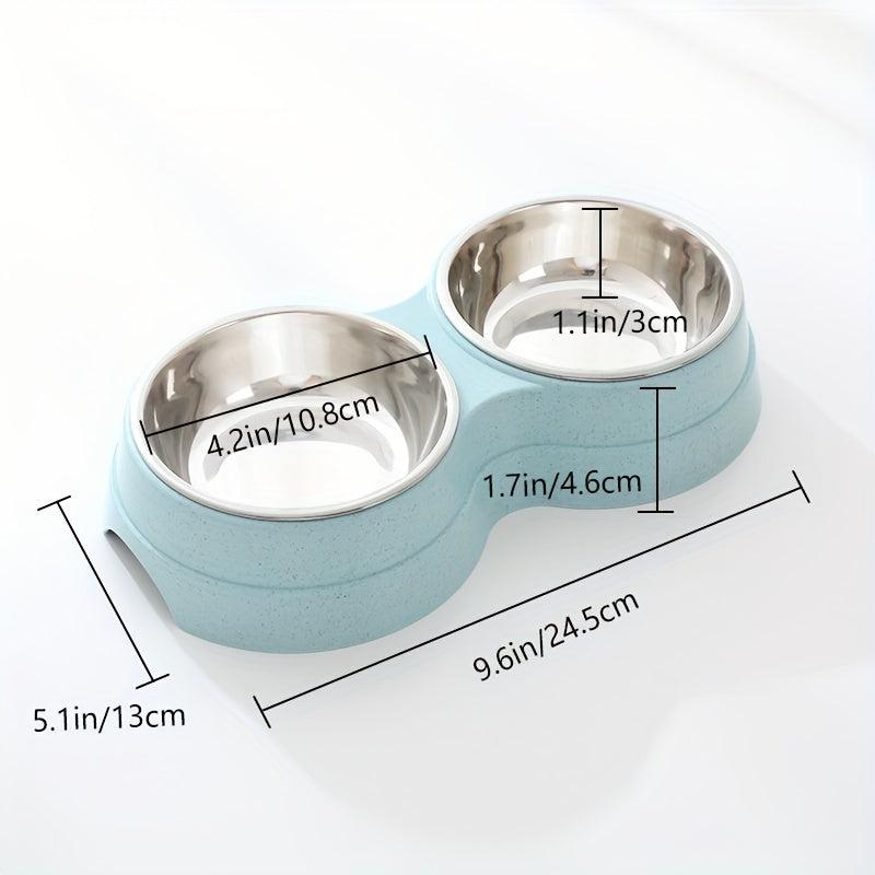 Pet Double Bowl For Cat And Dog 2 In 1 Feeding Basin