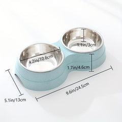 Pet Double Bowl For Cat And Dog 2 In 1 Feeding Basin