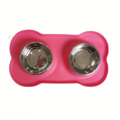 Stainless Steel Dog Feeder Bowls with Silicone Mat
