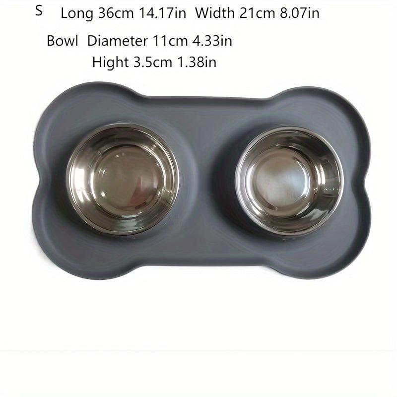 Stainless Steel Dog Feeder Bowls with Silicone Mat