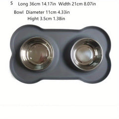 Stainless Steel Dog Feeder Bowls with Silicone Mat
