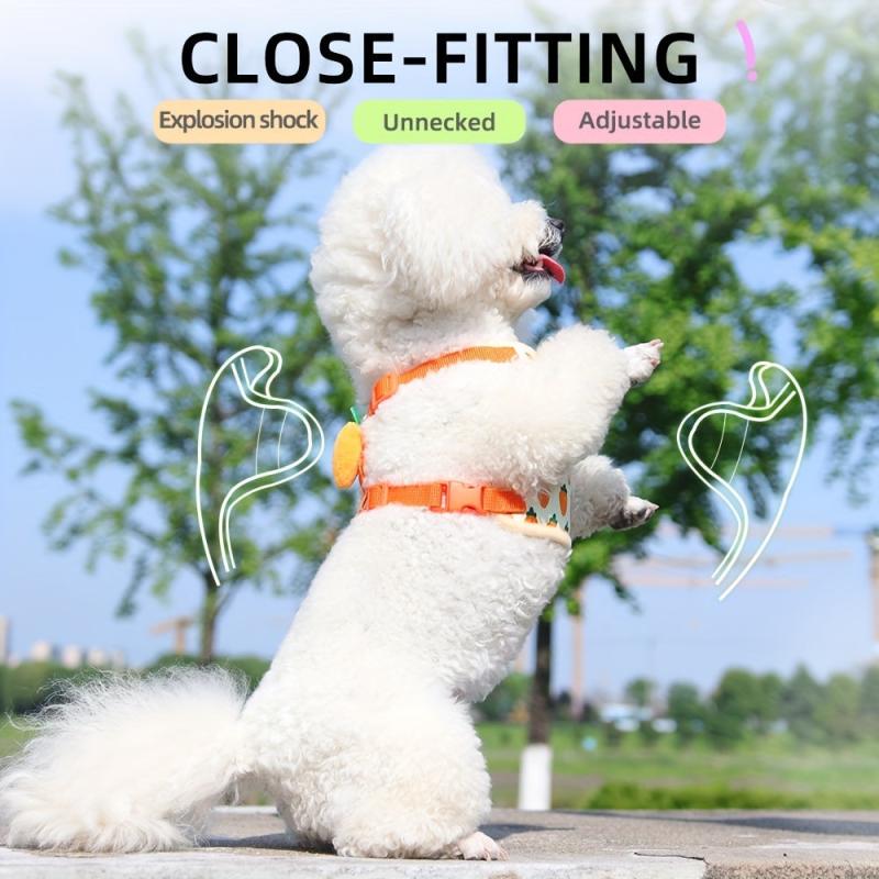 Carrot Pattern Pet Harness For Small And Medium Dogs Dog Leash Adjustable Vest