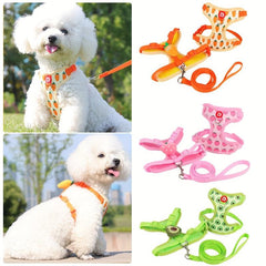Carrot Pattern Pet Harness For Small And Medium Dogs Dog Leash Adjustable Vest
