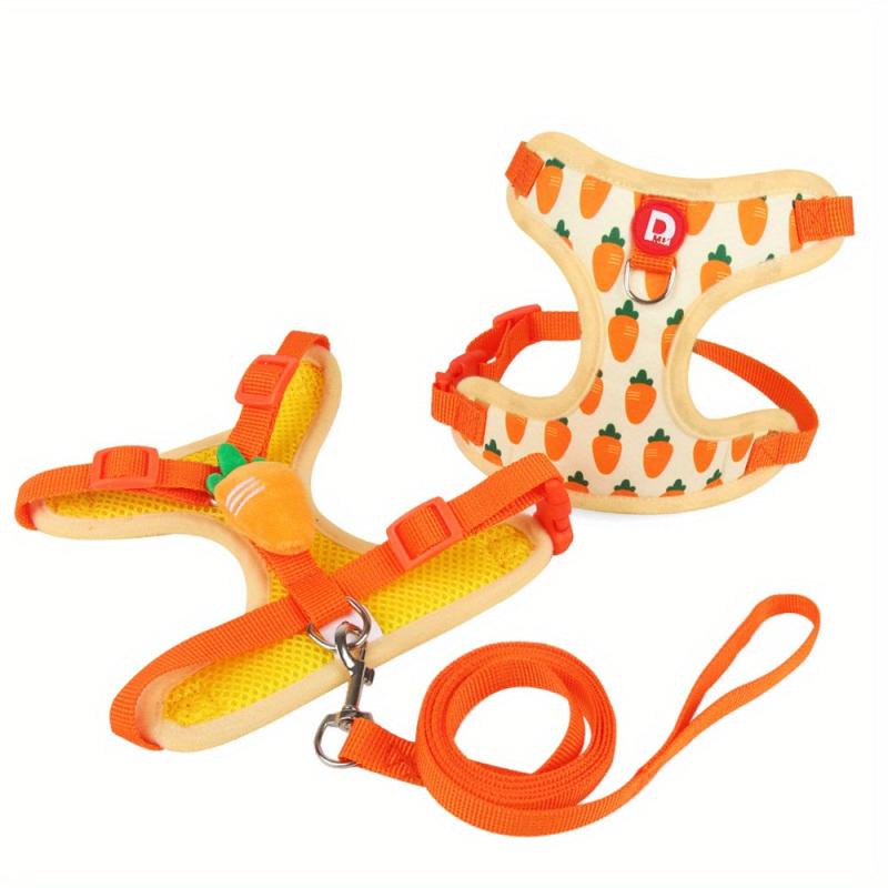 Carrot Pattern Pet Harness For Small And Medium Dogs Dog Leash Adjustable Vest