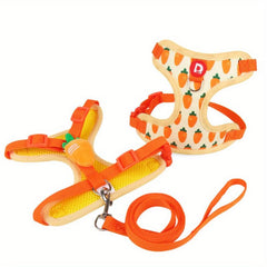 Carrot Pattern Pet Harness For Small And Medium Dogs Dog Leash Adjustable Vest