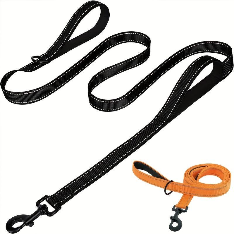 Reflective 6FT Double Handle Nylon Dog Leash with Padded Grip