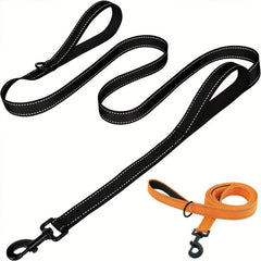 Reflective 6FT Double Handle Nylon Dog Leash with Padded Grip