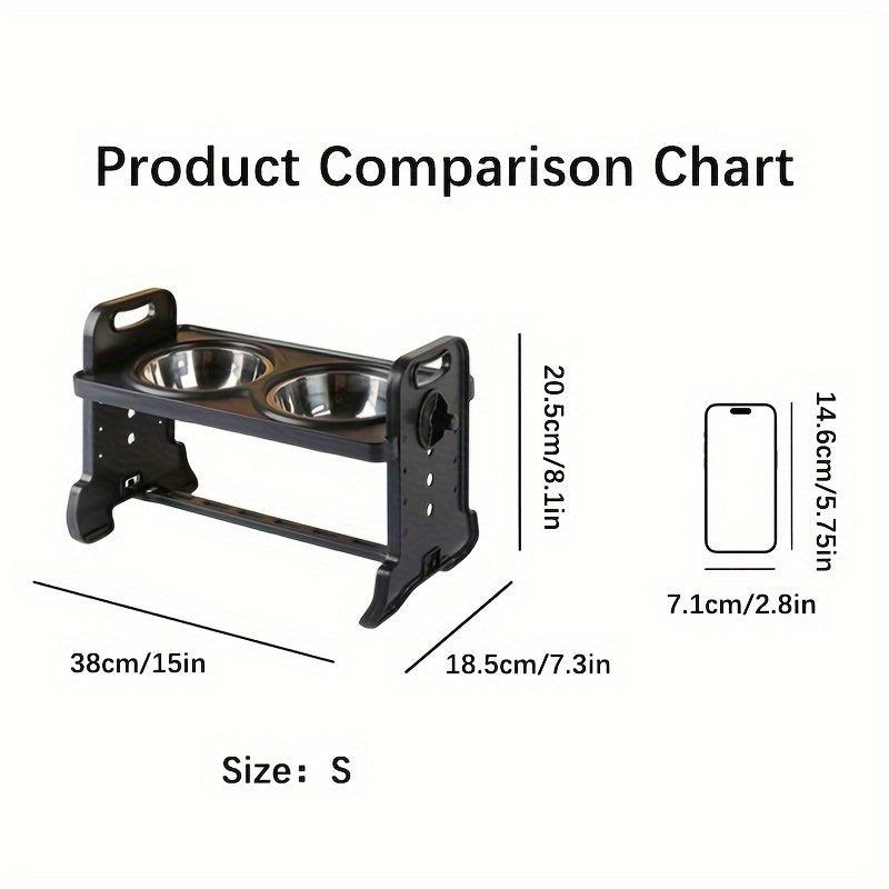 Adjustable Raised Dog Feeder Stand with 2 Bowls