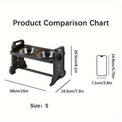 Adjustable Raised Dog Feeder Stand with 2 Bowls