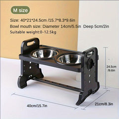 Adjustable Raised Dog Feeder Stand with 2 Bowls