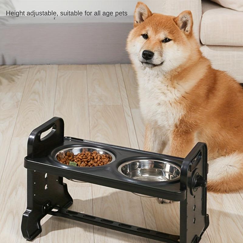 Adjustable Raised Dog Feeder Stand with 2 Bowls