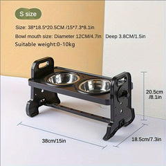 Adjustable Raised Dog Feeder Stand with 2 Bowls