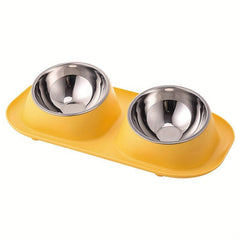 Elevated Cat Double Bowls with Stainless Steel Bowls Non Slip Stand