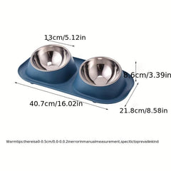 Elevated Cat Double Bowls with Stainless Steel Bowls Non Slip Stand