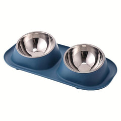 Elevated Cat Double Bowls with Stainless Steel Bowls Non Slip Stand