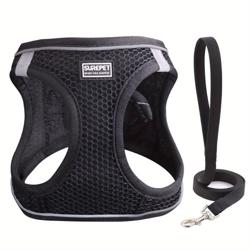 Pet Mesh Harness Stretchable Suede Shoulder Strap With Leash Set