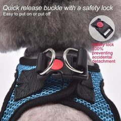 Pet Mesh Harness Stretchable Suede Shoulder Strap With Leash Set