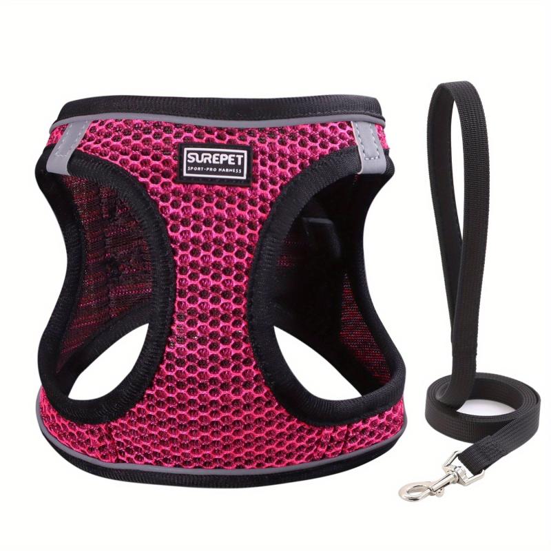 Pet Mesh Harness Stretchable Suede Shoulder Strap With Leash Set