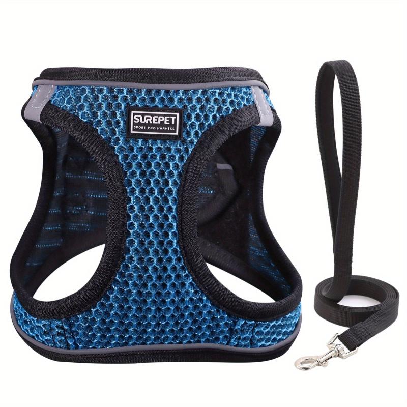Pet Mesh Harness Stretchable Suede Shoulder Strap With Leash Set