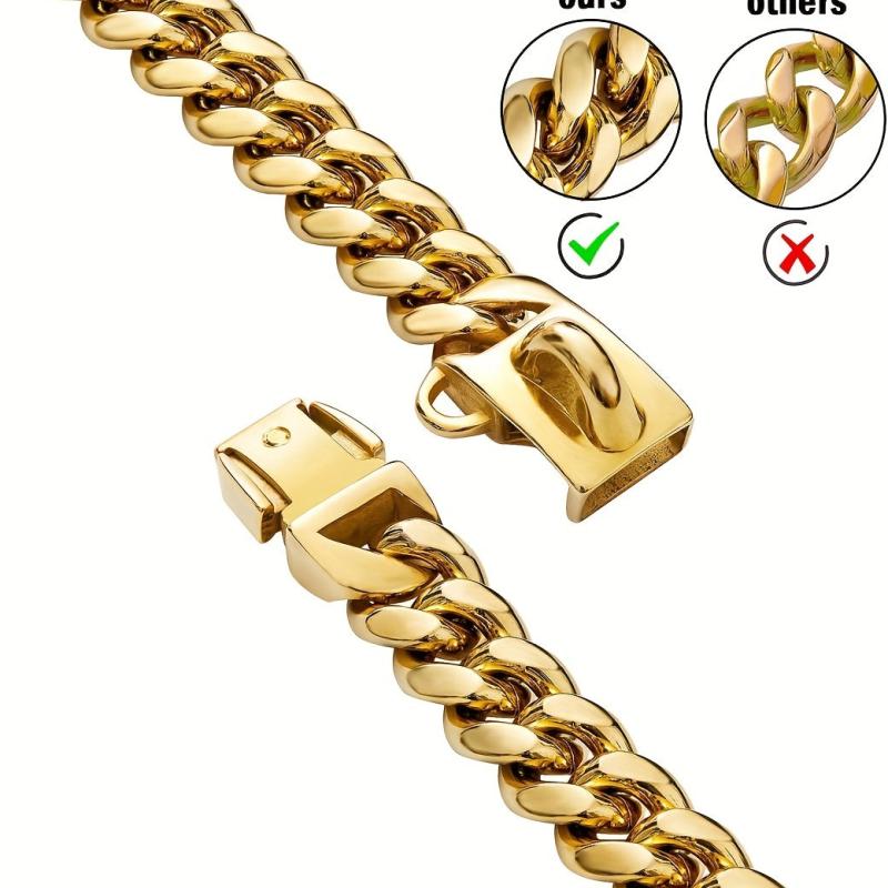 Stainless Steel Dog Collar Safety Lock Chain Collar for Small Medium Large Dogs