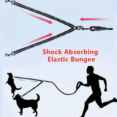 Shock Absorbing Dual Reflective Dog Leash for Two Dogs