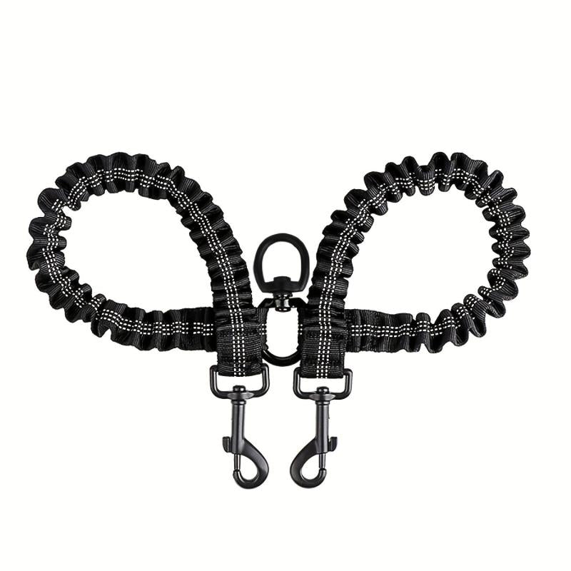Shock Absorbing Dual Reflective Dog Leash for Two Dogs