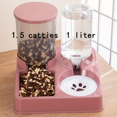 2-in-1 Tilted Automatic Dog Feeder & Water Dispenser Set
