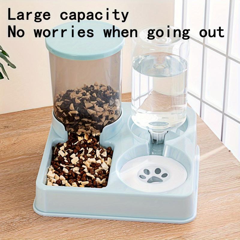 2-in-1 Tilted Automatic Dog Feeder & Water Dispenser Set