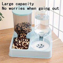 2-in-1 Tilted Automatic Dog Feeder & Water Dispenser Set