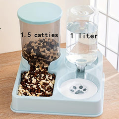 2-in-1 Tilted Automatic Dog Feeder & Water Dispenser Set