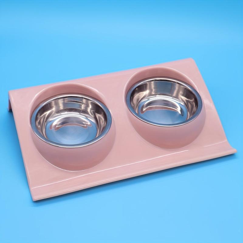Stainless Steel Double Pet Bowl for Dogs and Cats Non Slip Base