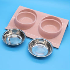 Stainless Steel Double Pet Bowl for Dogs and Cats Non Slip Base