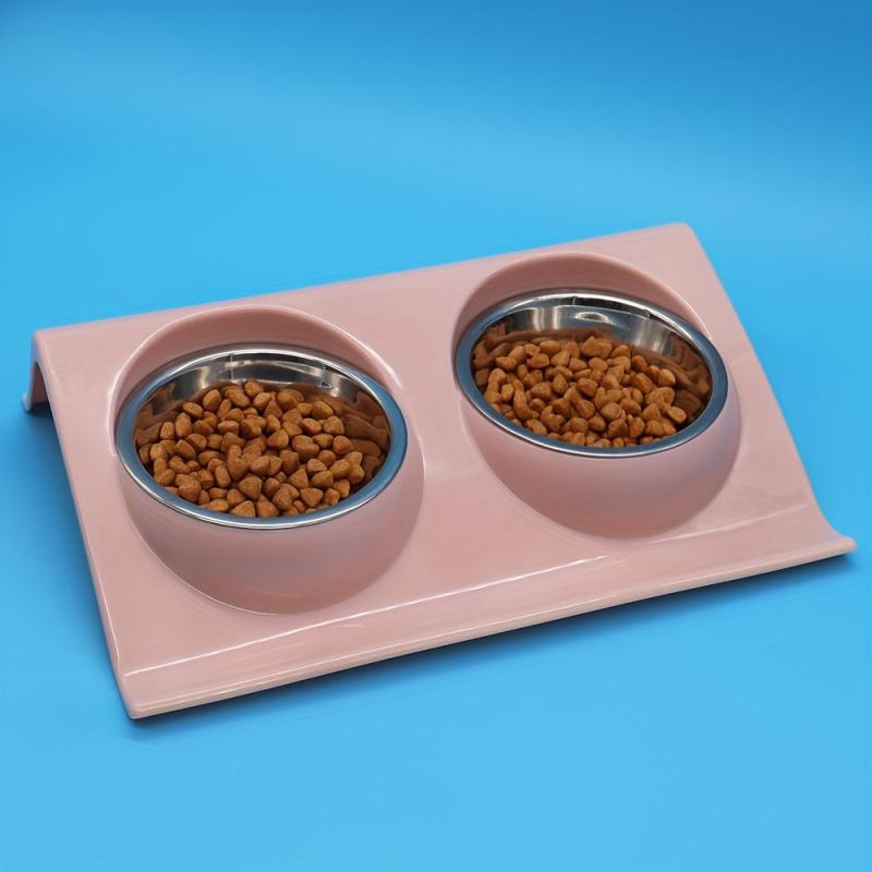 Stainless Steel Double Pet Bowl for Dogs and Cats Non Slip Base