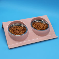 Stainless Steel Double Pet Bowl for Dogs and Cats Non Slip Base