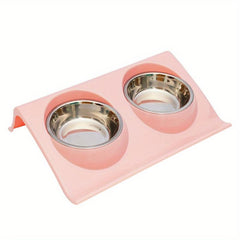 Stainless Steel Double Pet Bowl for Dogs and Cats Non Slip Base