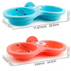 Dog Double Bowls 2 In 1 Hanging Plastic Water & Food Feeder Pet Cage Supplies