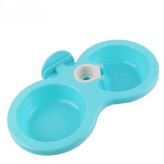 Dog Double Bowls 2 In 1 Hanging Plastic Water & Food Feeder Pet Cage Supplies
